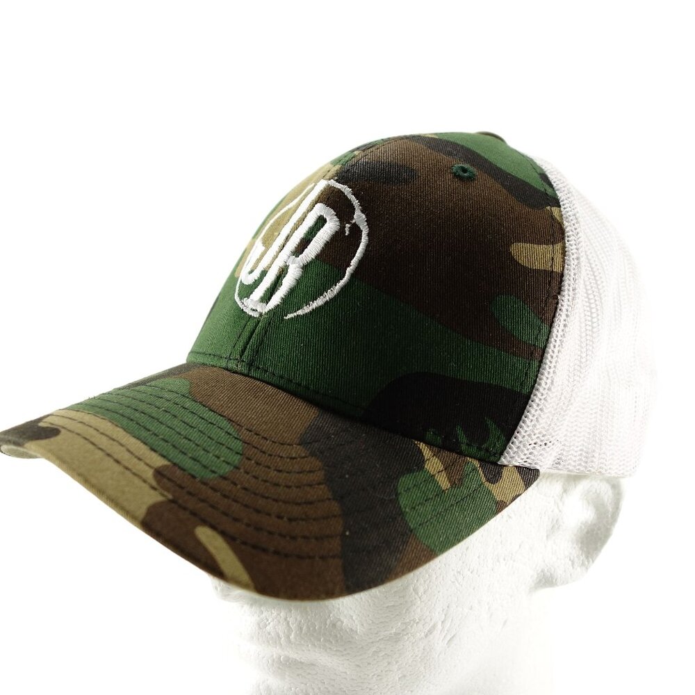 Camo and White Embroidered JB Snapback‎ Trucker Baseball Hat Cap